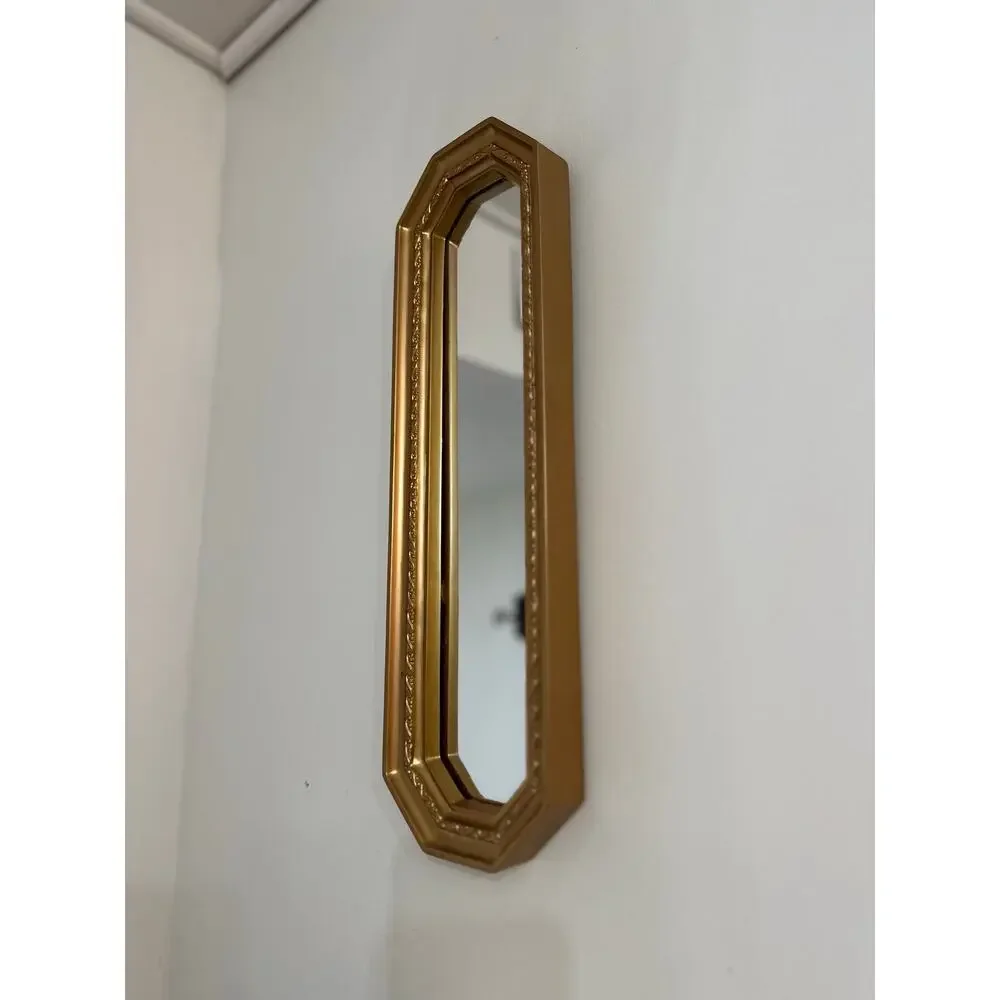 Vintage Homco Home Interiors Mirror Gold Wood Look Octagon Hangs 2 Ways 18